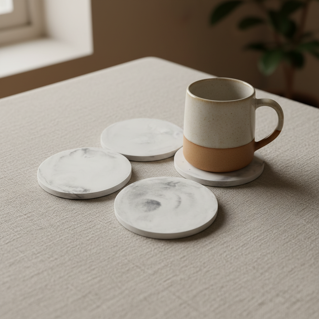 Black Marble Coaster Set (Set of 4)